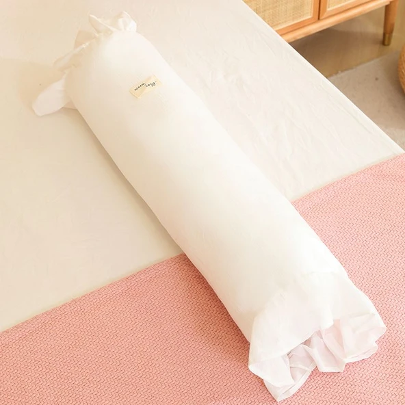 Kore Tarzı Pamuklu Peluş Yastık - Kakule Yeşili Kelebek Düğüm 30x40cm - 7