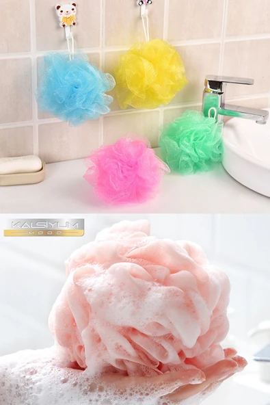 QNİAY Duş Lifi Yumuşak Örgü Köpük Sünger Kabarcık Topu (1adet) Vücut Cilt Temizleyici Kese Peeling Banyo - 4