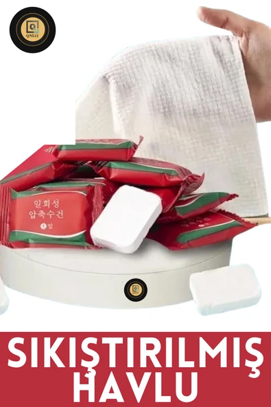 QNİAY Tek Kullanımlık Sıkıştırılmış 3 adet Yüz Mendil Kompakt Mini Kare Mendil Seyahat Havlusu - 4