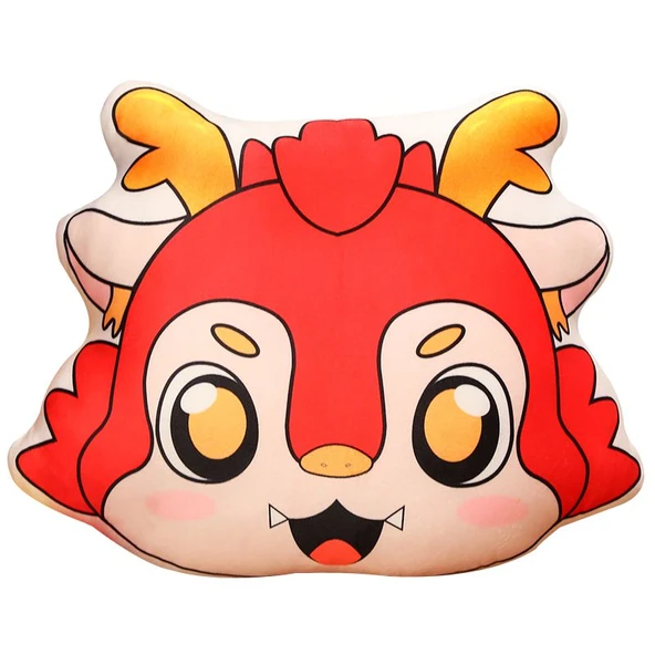 Ejderha Yılı Maskot Peluş Yastık - Altın Ejderha - 45x35cm - 12