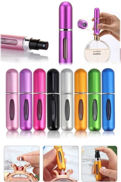 QNİAY 5 Ml Cep Parfüm Şişesi Taşınabilir Pembe Portatif Şık Tasarım Parfüm Doldurulabilin Mini Lüx Şişe - 3