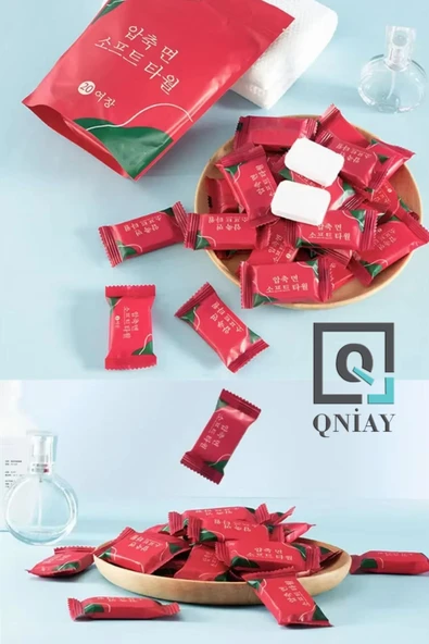 QNİAY Tek Kullanımlık Sıkıştırılmış 3 adet Yüz Mendil Kompakt Mini Kare Mendil Seyahat Havlusu - 7