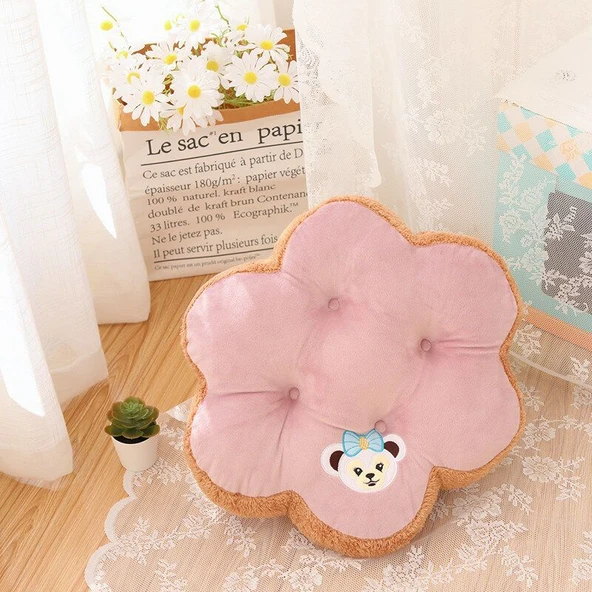 Petal Peluş Minder - Sarı Yeşil - 5