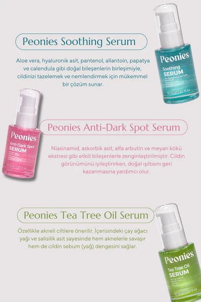 PEONİES Arındıran, Nemlendiren ve Aydınlatan Üçlü Serum Seti - 2