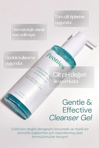 PEONİES Gentle And Effective Cleanser Gel | Kuru, Hassas Ve Normal Ciltlere Uygun Yüz Yıkama Jeli - 2