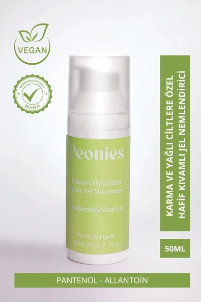 PEONİES Intense Hydration Water Gel | İnce Yapılı Su Bazlı Nemlendirici | Karma ve Yağlı Ciltler