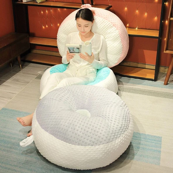 Bubble Peluş Koltuk Minderi - Mavi - 80cm - 7