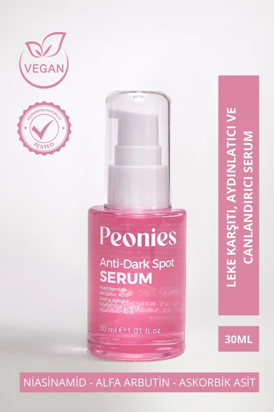 PEONİES Anti Dark Spot Serum | Leke Karşıtı, Aydınlatıcı Serum | C Vit, Arbutin, Niasinamid | Tüm Ciltler