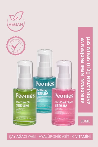 PEONİES Arındıran, Nemlendiren ve Aydınlatan Üçlü Serum Seti