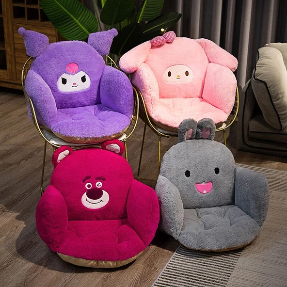 Çizgi Film Peluş Oturma Minderi - Gri 50x40x40cm - 9