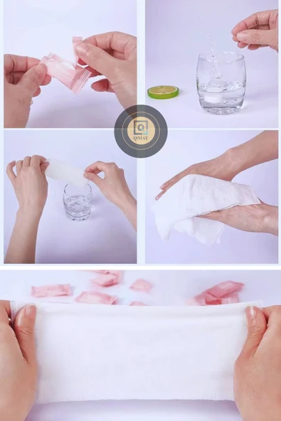 QNİAY 10 Adet Sıkılaştırılmış Seyahat Yüz & Makyaj Temizleme Mendili Yüz Temizleme Havlusu Makyaj Temizle - Resim 2