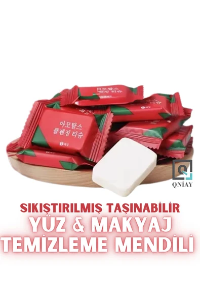 QNİAY Tek Kullanımlık Sıkıştırılmış 30 adet Yüz Mendil Kompakt Mini Kare Mendil Seyahat Havlusu - Resim 4