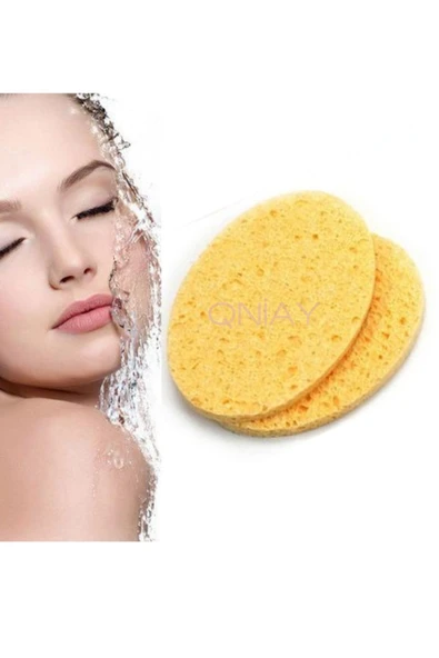 QNİAY Makyaj Yüz Cilt Temzileme Süngeri Sarı Yüz Temizleme Pedi Suda Şişen Sünger 2li - Resim 2