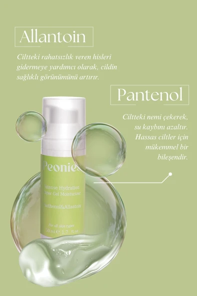 PEONİES Intense Hydration Water Gel | İnce Yapılı Su Bazlı Nemlendirici | Karma ve Yağlı Ciltler - 2