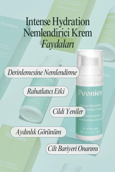PEONİES Intense Hydration Nemlendirici Krem | Seramid, Hyaluronik Asit Ve Shea Yağı | Kuru Ve Hassas Ciltler - 3