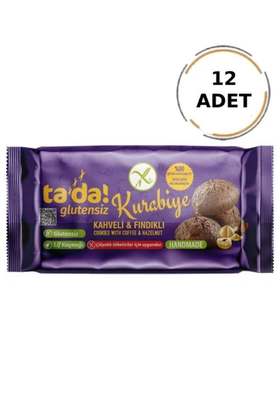 Tada Glutensiz Gluten Free Kahveli Ve Fındıklı Kurabiye 75 Gr (12 Adet)