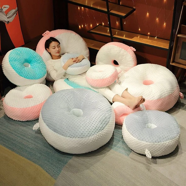 Bubble Peluş Koltuk Minderi - Mavi - 80cm - 9