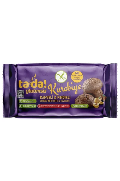 Tada Glutensiz Kahveli Fındıklı Kurabiye 75 gr (Çölyaklı Tüketicler İçin Uygun, Lif Kaynağı)