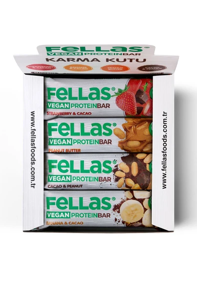 Fellas Vegan Protein Bar 40g Karma Kutu 12 Adet (4 ÇEŞİT) - 3