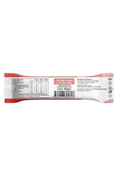 Fellas Yüksek Protein Bar, Çilekli, 45gr X 12 Adet - 3