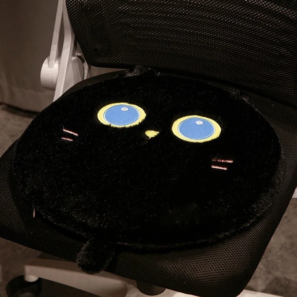 Yıkanabilir Kahverengi Kedi Tasarımlı Hafızalı Köpük Koltuk Minderi - 40cm - 2