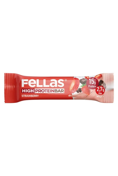 Fellas Yüksek Protein Bar, Çilekli, 45gr X 12 Adet - 2