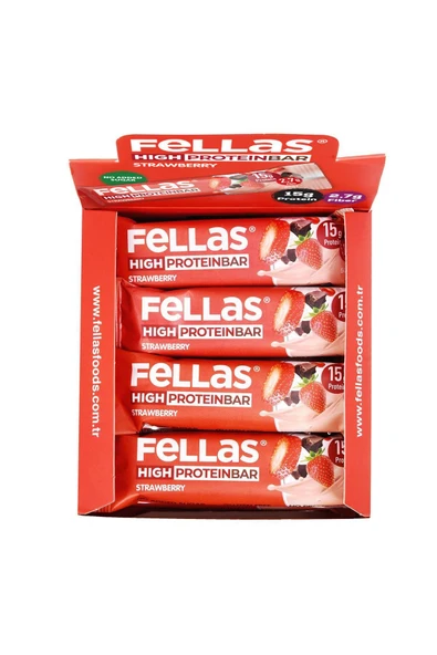 Fellas Yüksek Protein Bar, Çilekli, 45gr X 12 Adet - 4