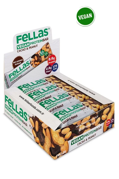 Fellas Vegan Protein Bar - Yer Fıstığı Ve Kakaolu 40g X 12 Adet