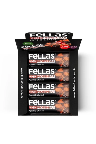 Fellas Yüksek Protein Bar - Bademli ve Kakaolu 45 gr x 12 Adet - 5