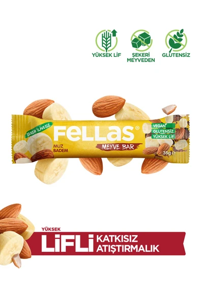 Fellas Meyve Bar - Muzlu ve Bademli 35g x 12 Adet