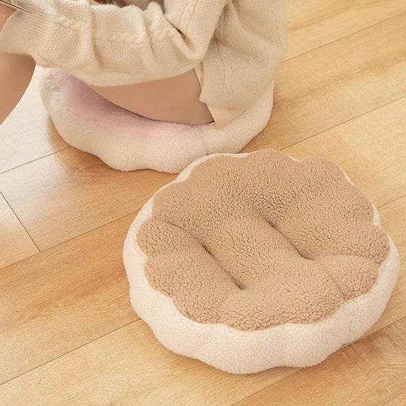 Makaron Stil Peluş Minder - Badem Bej - 40cm - 6