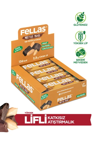 Fellas Meyve Bar - Yer Fıstığı ve Kakaolu 35g x 12 Adet - 2