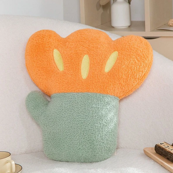 Peluş Bitki Yastık Minder - Küçük Turuncu Çiçek 30cm