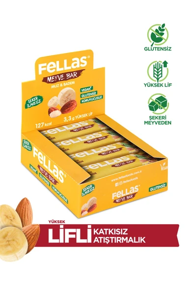 Fellas Meyve Bar - Muzlu ve Bademli 35g x 12 Adet - 2