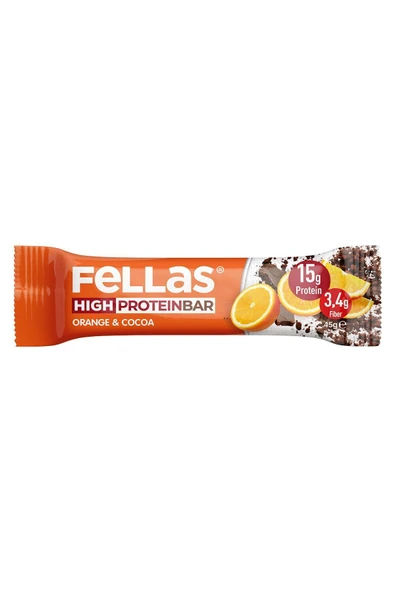 Fellas Yüksek Protein Bar - Portakal & Kakao 45g X 12 Adet - 2