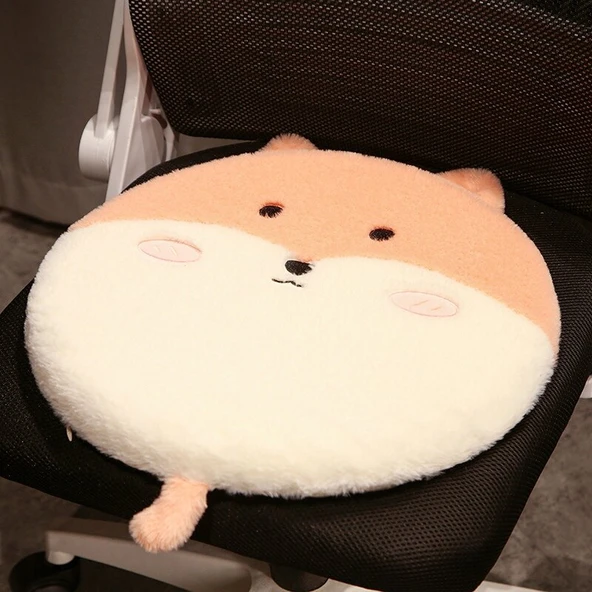 Yıkanabilir Kahverengi Kedi Tasarımlı Hafızalı Köpük Koltuk Minderi - 40cm - 6