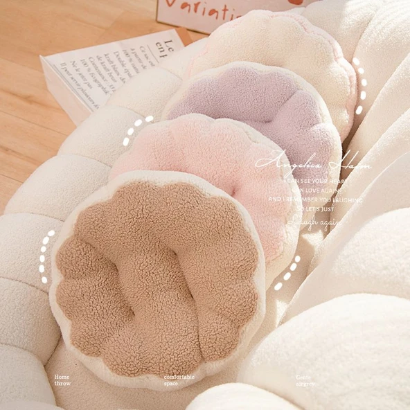 Makaron Stil Peluş Minder - Badem Bej - 40cm - 5