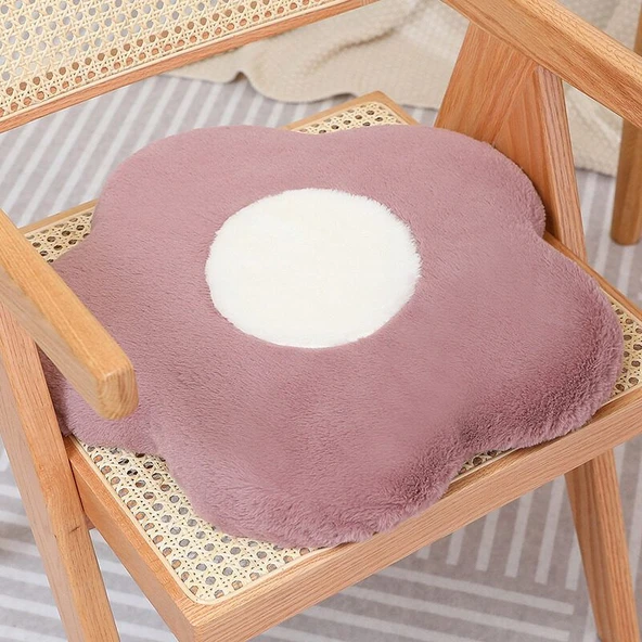 Tavşan Peluş Çiçekli Koltuk Minderi - Retro Lotus Kökü - 45cm