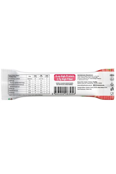 Fellas Vegan Protein Bar - Çilekli Ve Kakaolu 40g X 12 Adet - 3