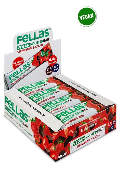 Fellas Vegan Protein Bar - Çilekli Ve Kakaolu 40g X 12 Adet