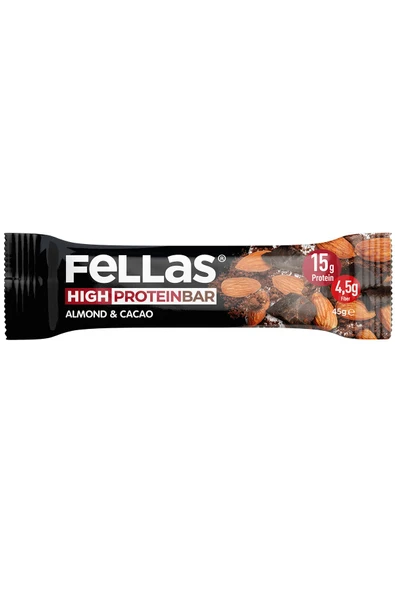 Fellas Yüksek Protein Bar - Bademli ve Kakaolu 45 gr x 12 Adet - 3