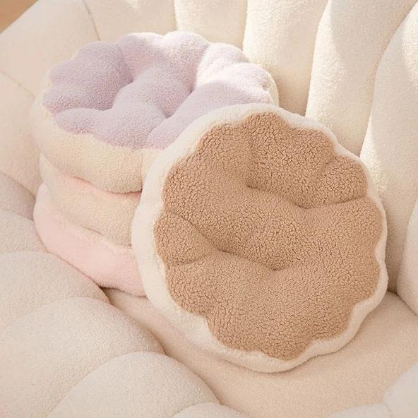 Makaron Stil Peluş Minder - Badem Bej - 40cm - 4