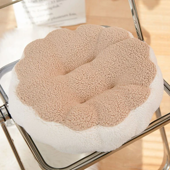 Makaron Stil Peluş Minder - Badem Bej - 40cm - 9