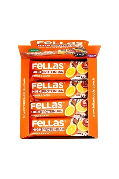 Fellas Yüksek Protein Bar - Portakal & Kakao 45g X 12 Adet - 4