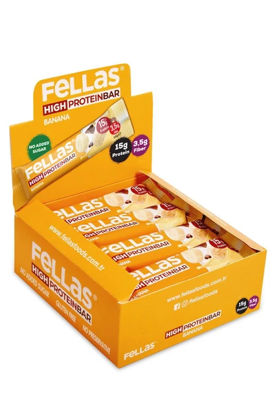 Fellas Yüksek Protein Bar - Muzlu 45g X 12 Adet