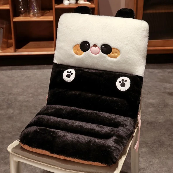 Tavşan Kürkü Hayvan Figürlü Peluş Minder - Panda - 82x42cm