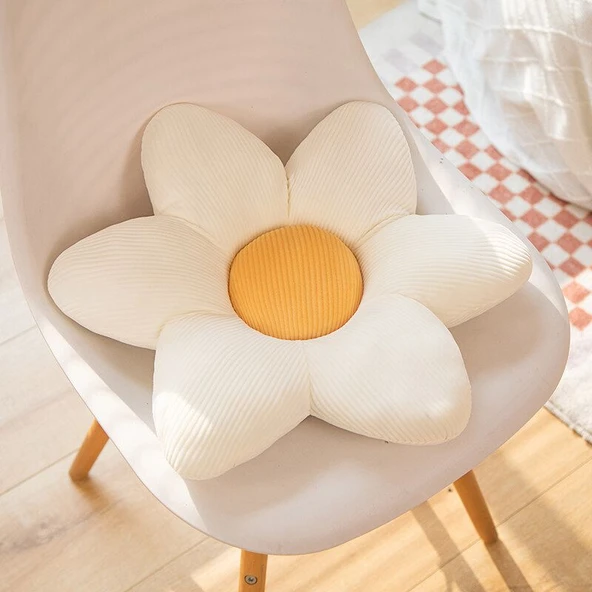 Çiçek Peluş Minder Yastık - Süt Beyazı Nergis - 30cm