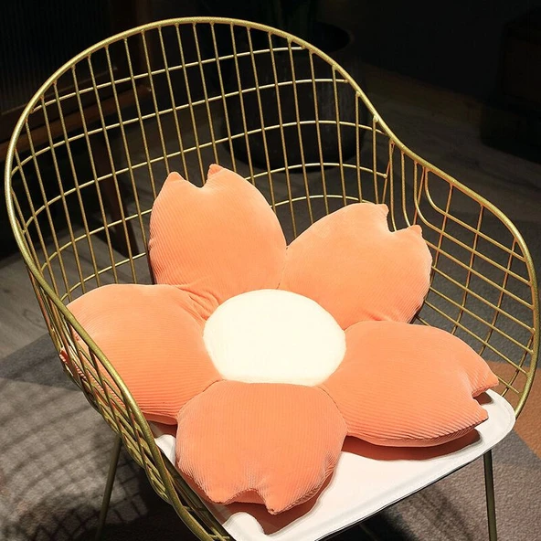 Avrupa Tarzı Petal Peluş Koltuk Minderi - Mavi 55cm - 5
