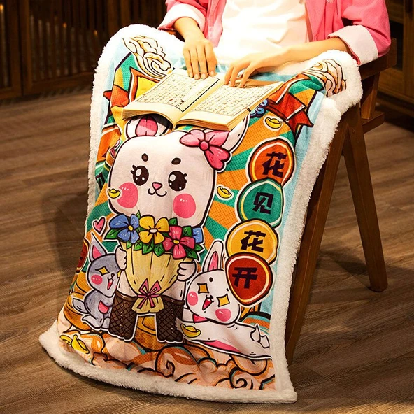 Tavşan Yılı Peluş Battaniye - Sonsuz Cazibe - 80x100cm - 12