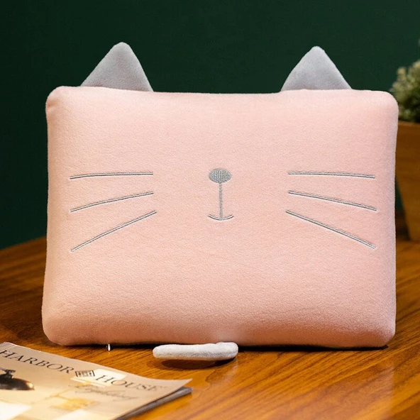Çizgi Film Desenli Hafızalı Köpük Uyku Yastığı - Pembe Domuz 35x25cm - 3